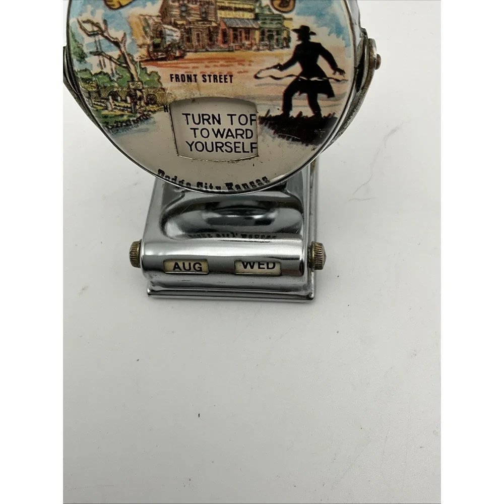 Vintage Boot Hill Tombstone AZ Perpetual Desk Calendar Chrome Souvenir